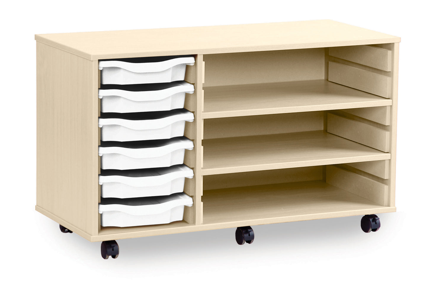 6 Tray Maple MFC storage unit with shelves