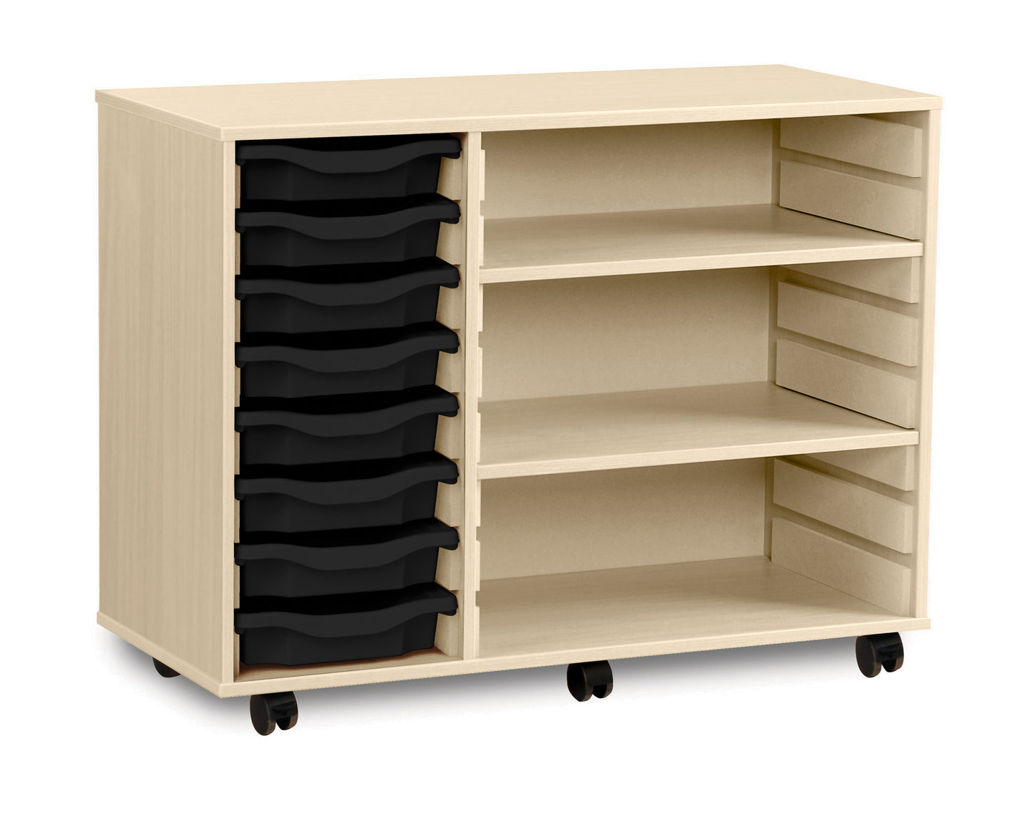8 Tray Maple MFC storage unit with shelves