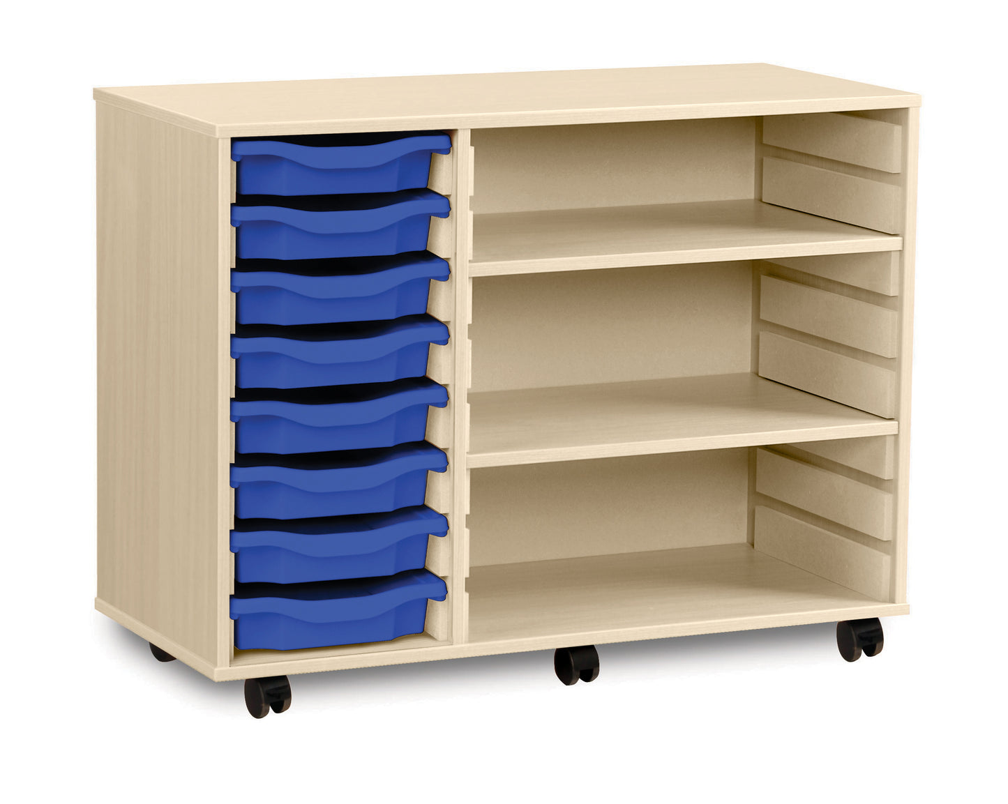 8 Tray Maple MFC storage unit with shelves