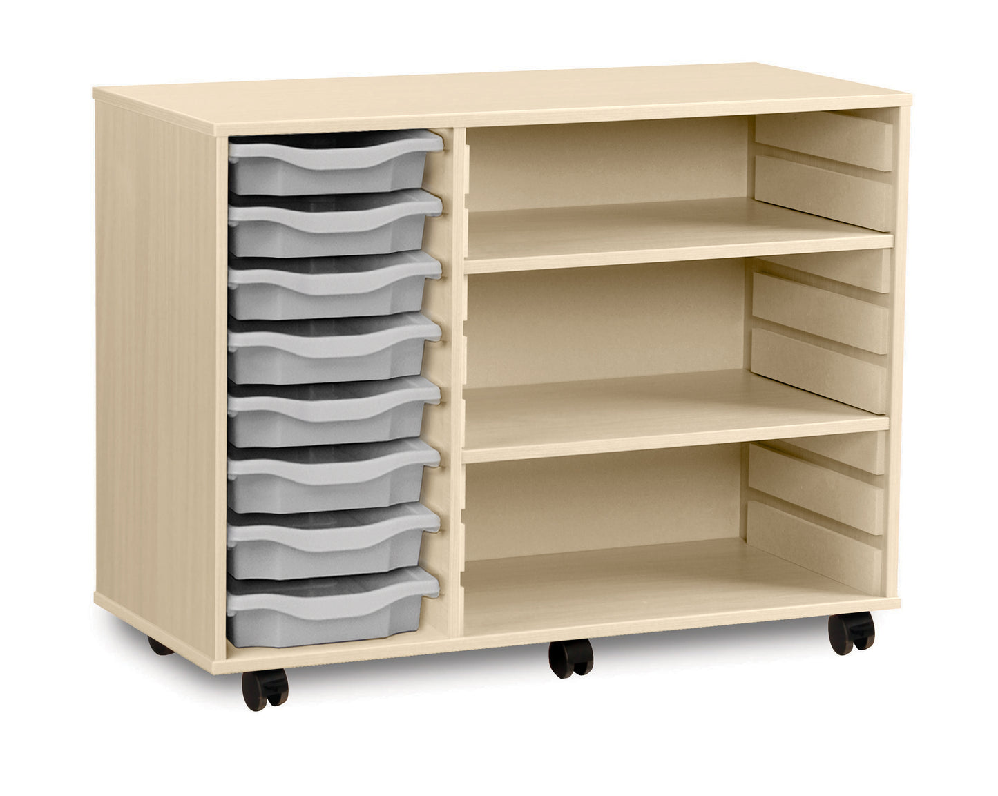 8 Tray Maple MFC storage unit with shelves