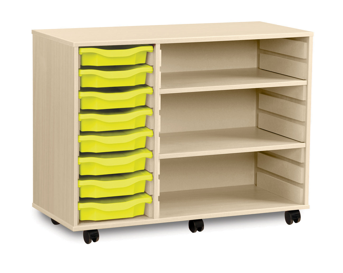 8 Tray Maple MFC storage unit with shelves