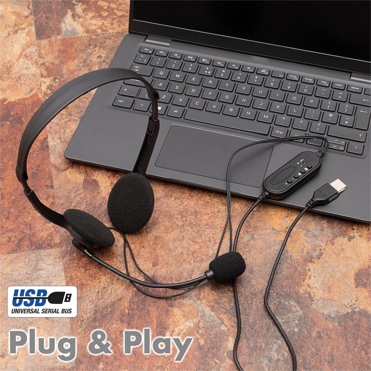 30 Pack - USB Stereo Headset with Boom Microphone