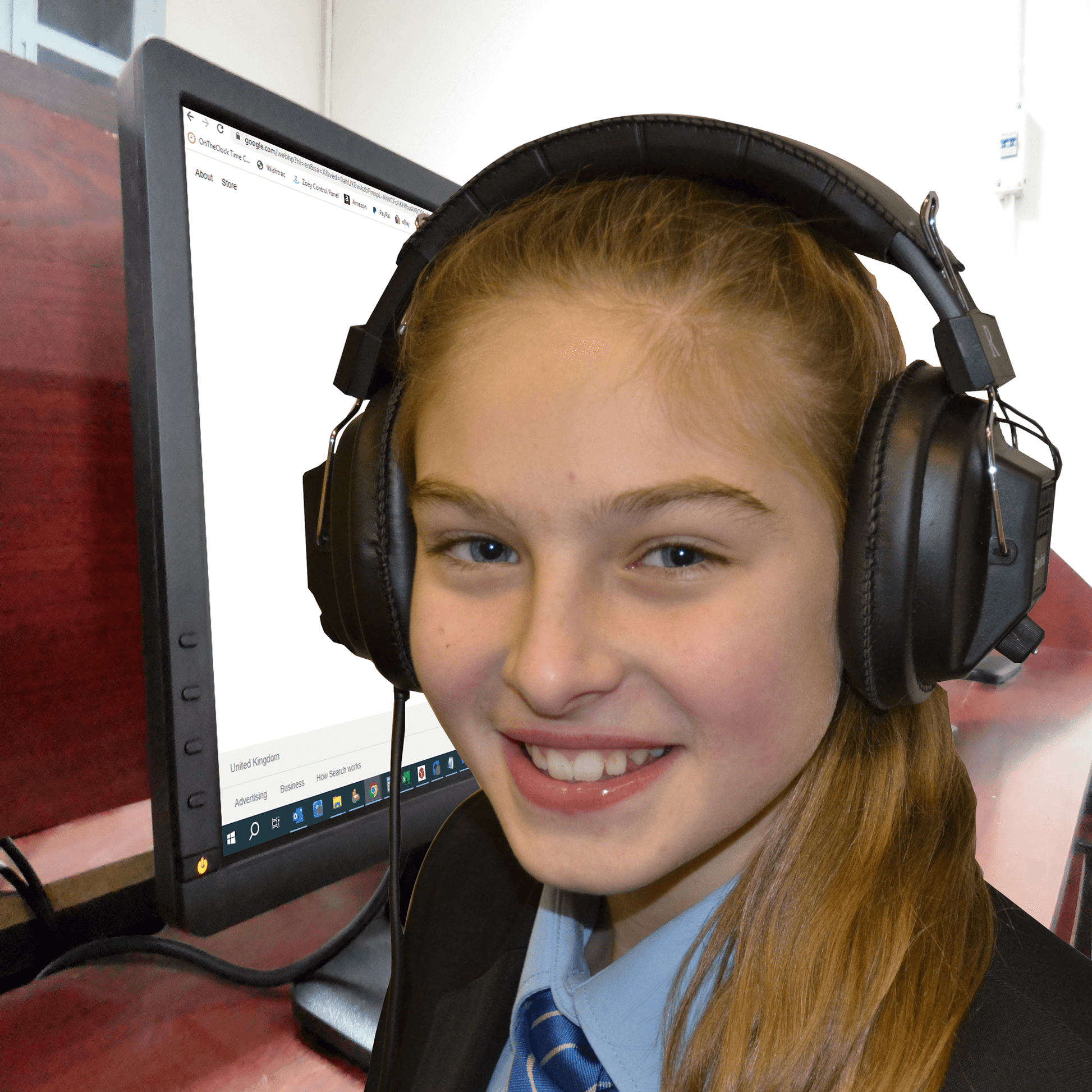 girl wearing headphones