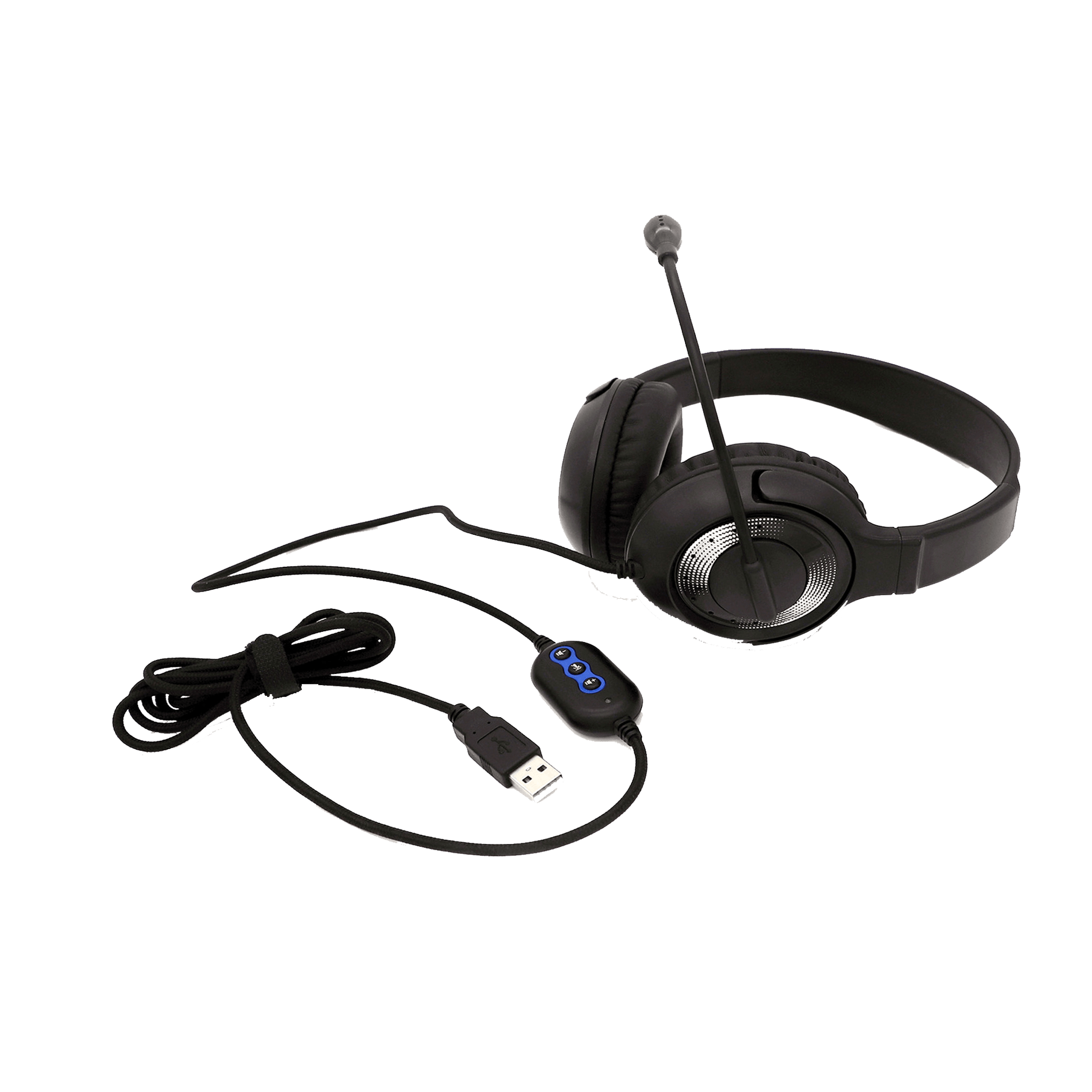 flat view of usb headphones