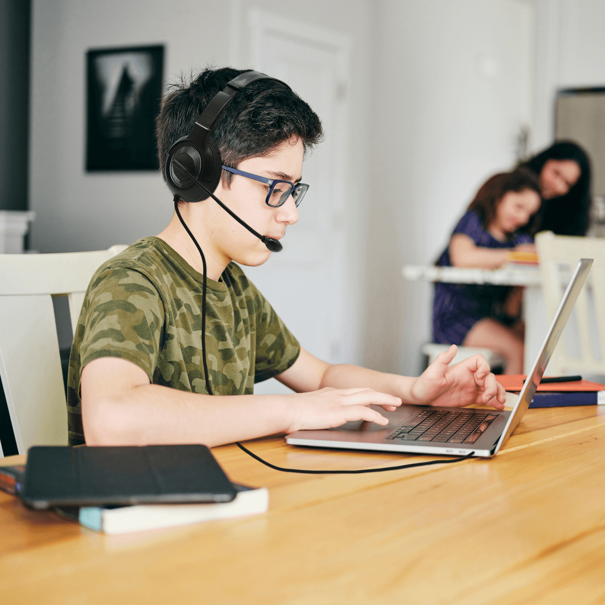 boy wearing headphones