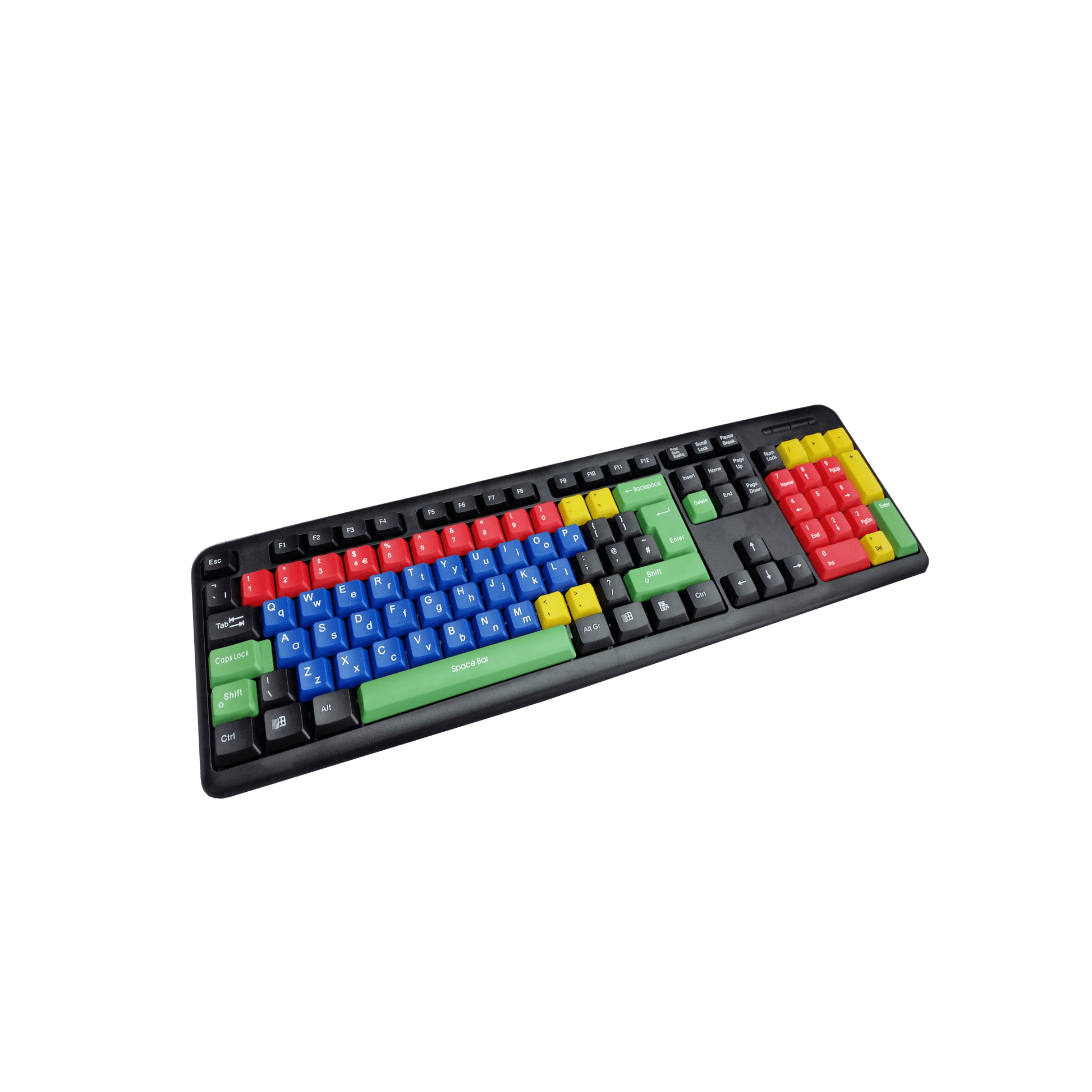 Lower and Uppercase Keyboard with coloured keys