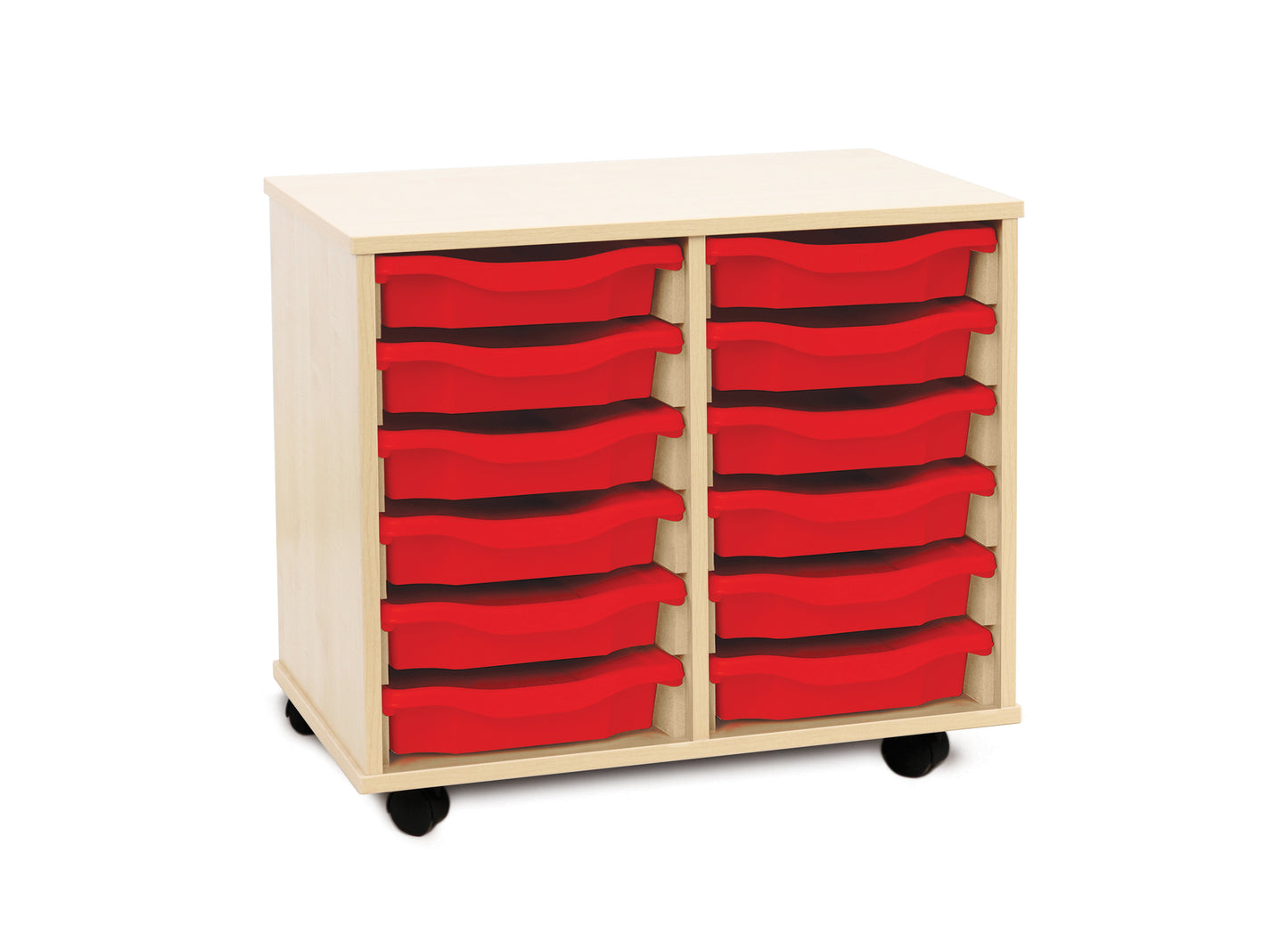 12 Tray Maple MFC storage unit complete with castors