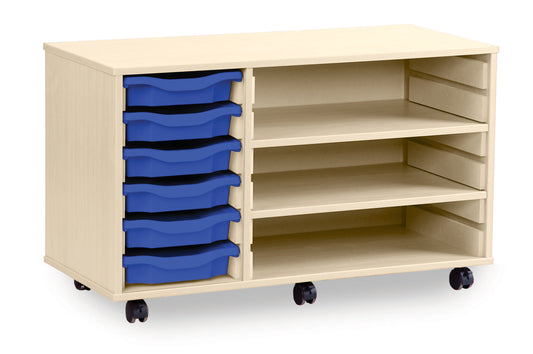 6 Tray Maple MFC storage unit  with shelves