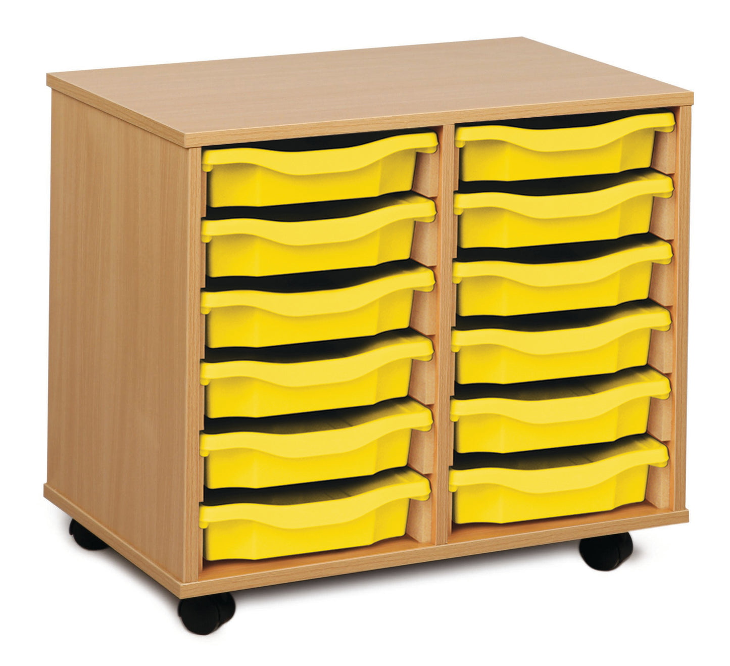 12 Tray Beech MFC storage unit complete with castors