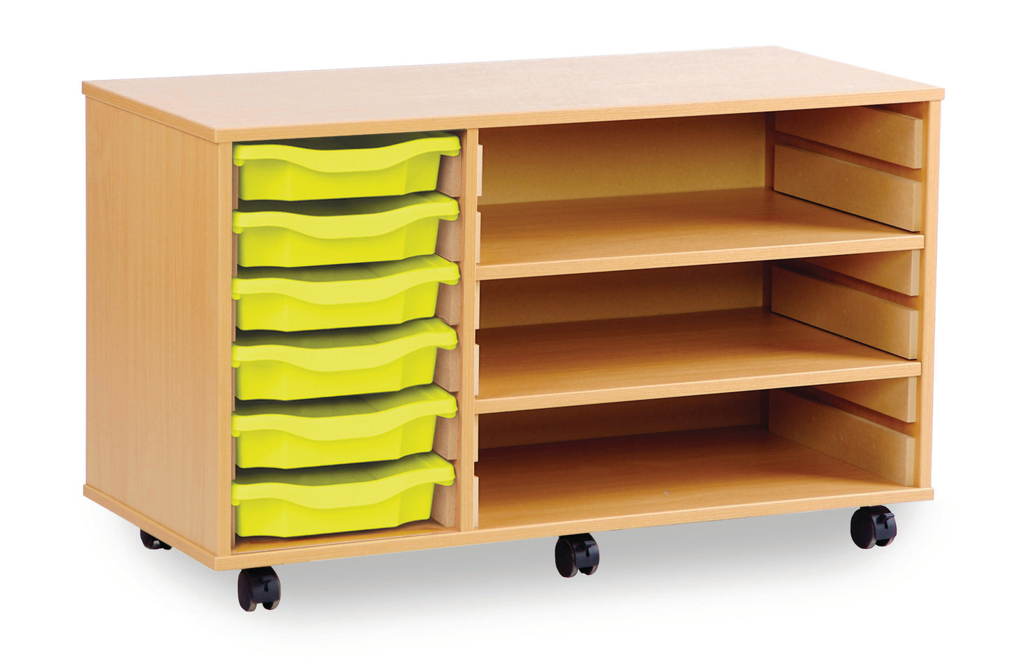 6 Tray Beech MFC storage unit  with shelves