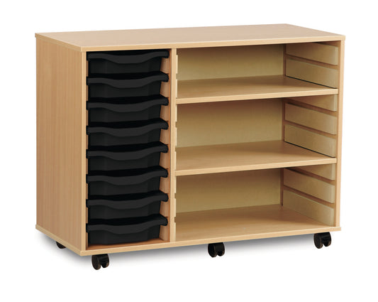 8 Tray beech MFC storage unit  with shelves