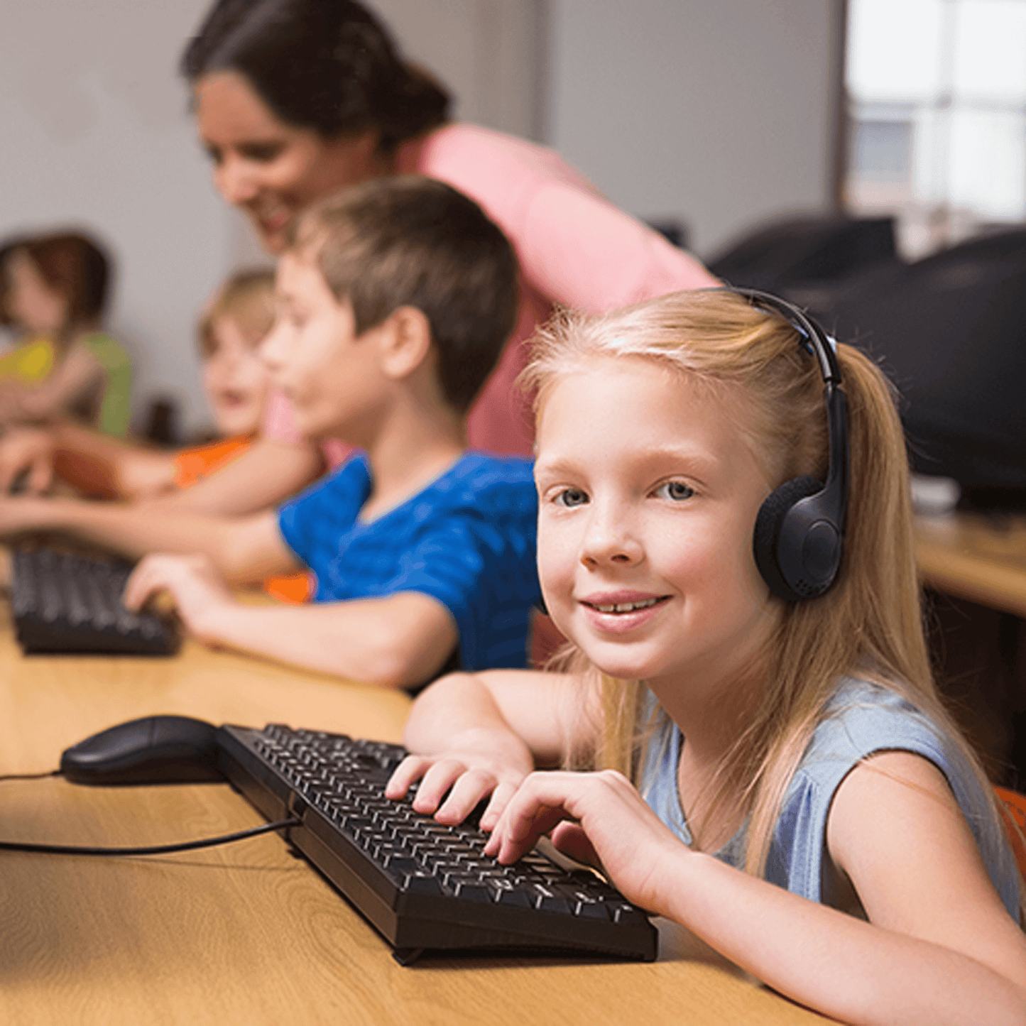 girl wearing headphones