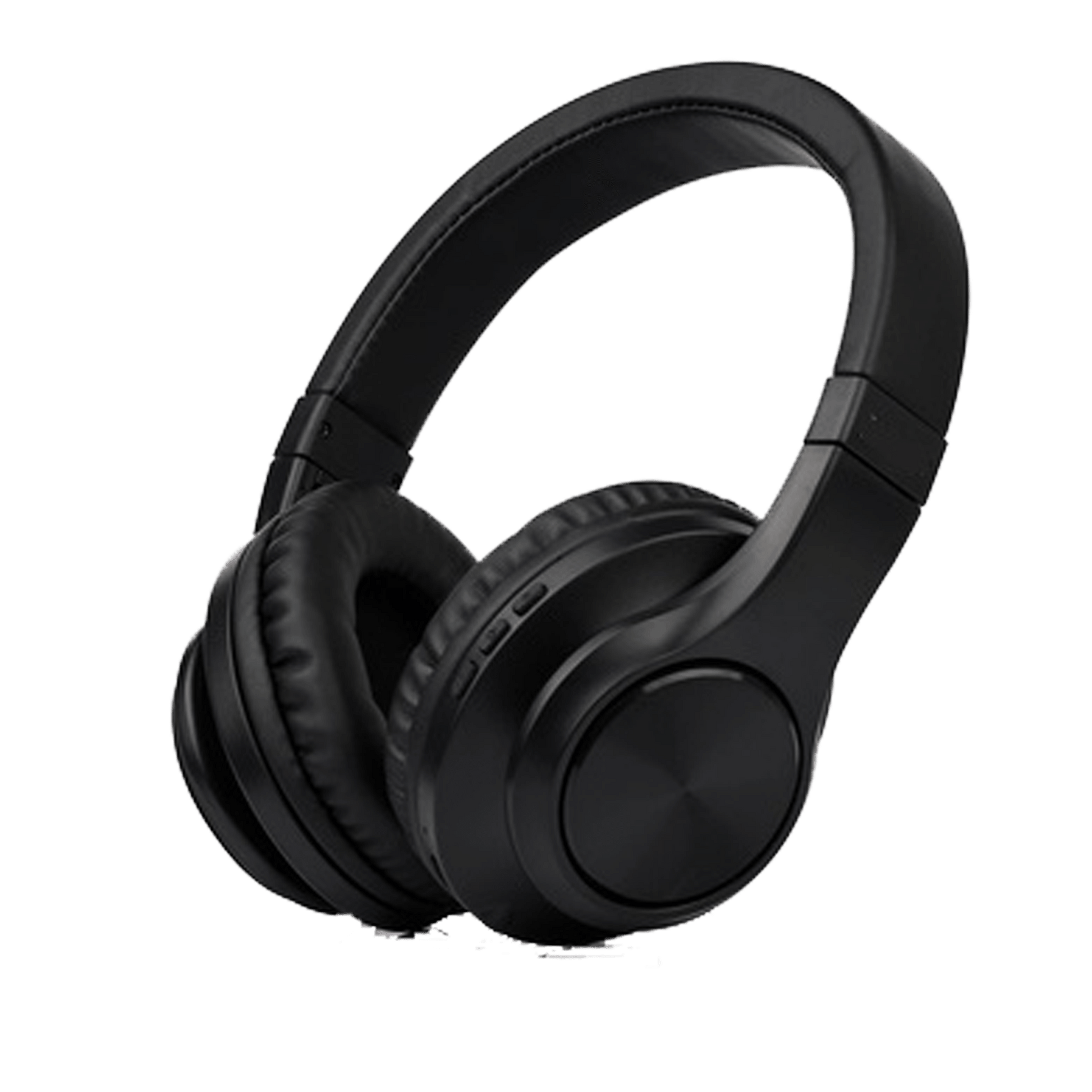 wireless black headphones frontal side view