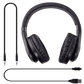 wireless black headphones showing included adapters